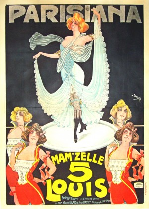 Parisiana Mamzelle Louis V vintage poster